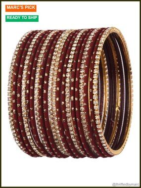 Indian Bridal CZ Crystal Rhinestone Bangle Bracelet Set 20pc